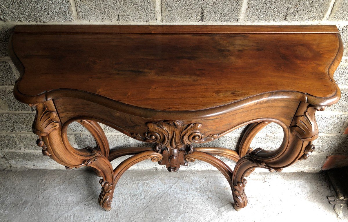 19th century rosewood console / planter. Beautiful solid console in very good condition with a zinc flower box inside. Dimensions: Width : 126 cm Height : 96 cm Depth : 46 cm Circa 1860