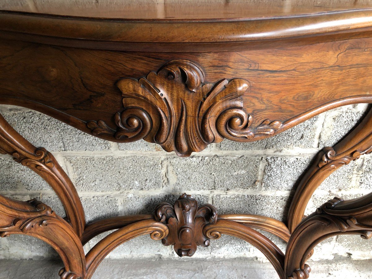 19th century rosewood console / planter. Beautiful solid console in very good condition with a zinc flower box inside. Dimensions: Width : 126 cm Height : 96 cm Depth : 46 cm Circa 1860