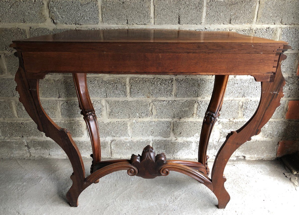 19th century rosewood console / planter. Beautiful solid console in very good condition with a zinc flower box inside. Dimensions: Width : 126 cm Height : 96 cm Depth : 46 cm Circa 1860