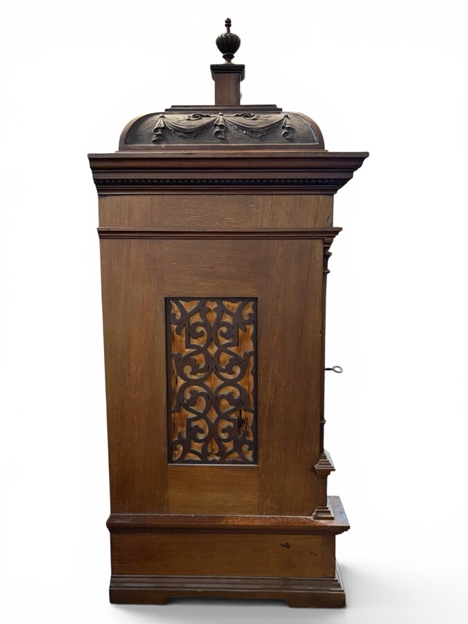 ‘8-bell’ Bracket Clock, Glasgow, 19thC. A very fine bracket clock with exquisitely carved details and a richly decorated bronze dial. The dial is signed C. Edward & Sons, Glasgow. The mechanism is fitted with 8 bells and 5 gongs. 