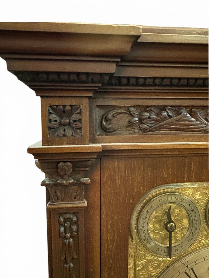 ‘8-bell’ Bracket Clock, Glasgow, 19thC. A very fine bracket clock with exquisitely carved details and a richly decorated bronze dial. The dial is signed C. Edward & Sons, Glasgow. The mechanism is fitted with 8 bells and 5 gongs. 