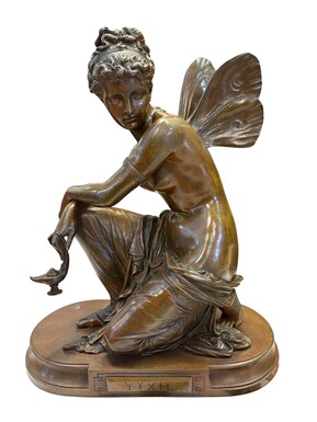 A lovely bronze sculpture entitled ‘Nymph’, by E. Laurent, 19thC. This is a nice antique bronze sculpture by Eugène Laurent, entitled ‘Psyche’, cast in bronze and featuring only a beautiful patina