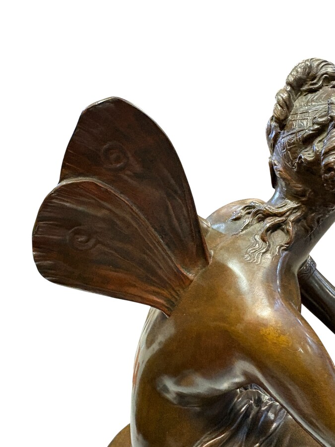 A lovely bronze sculpture entitled ‘Nymph’, by E. Laurent, 19thC. This is a nice antique bronze sculpture by Eugène Laurent, entitled ‘Psyche’, cast in bronze and featuring only a beautiful patina
