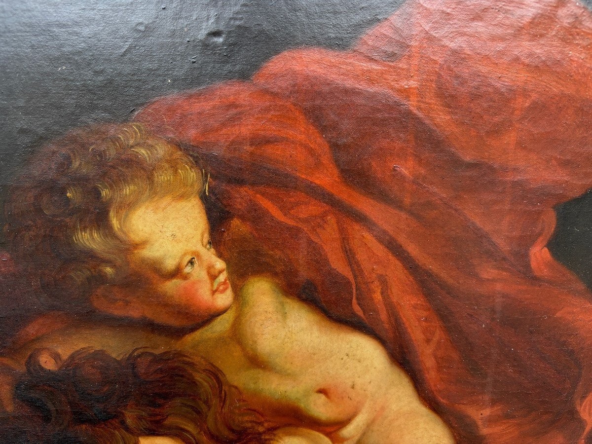 Decorative painting ‘Christopher and Christ’ oil on canvas early 19th century. Based on an example of a work by Peter Paul Rubens, Christopher and Christ, 1612-1614, which is in the Cathedral of Our Lady of Antwerp