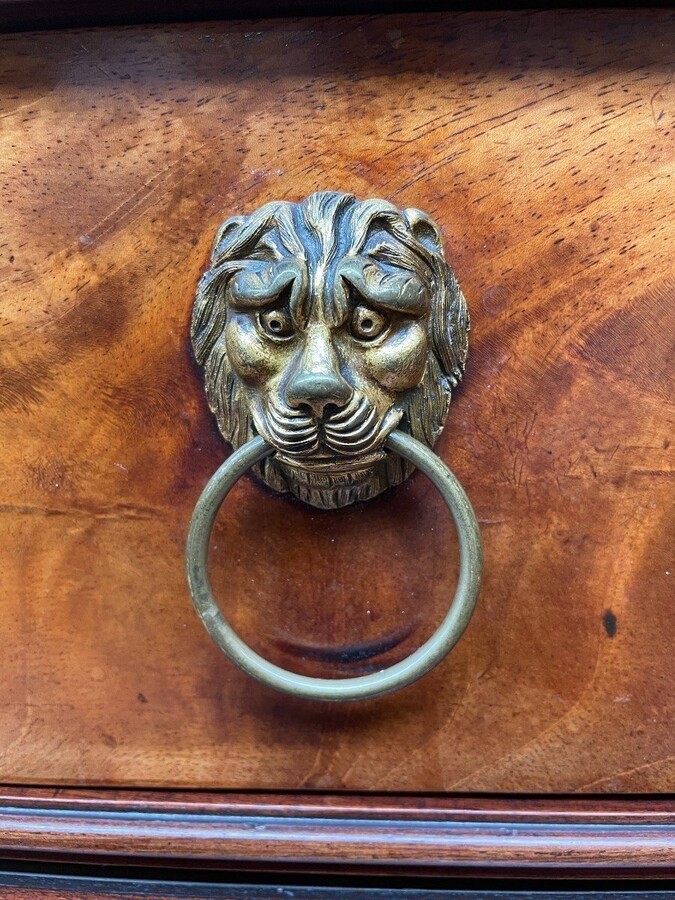 Empire desk made by cabinetmaker Jean-Joseph Chapuis ( 1765-1864 ) in good condition. The legs could use a small restoration. The desk has a white marble top and 2 extensions of 45 cm left and right.