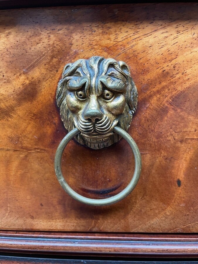 Empire desk made by cabinetmaker Jean-Joseph Chapuis ( 1765-1864 ) in good condition. The legs could use a small restoration. The desk has a white marble top and 2 extensions of 45 cm left and right.