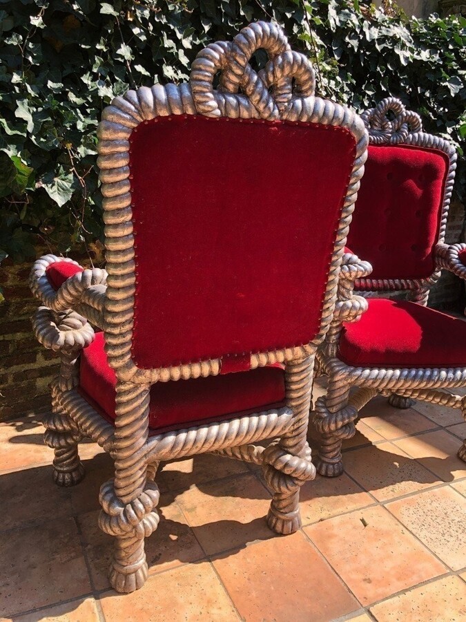 Exceptional Pair Of Large Armchairs 