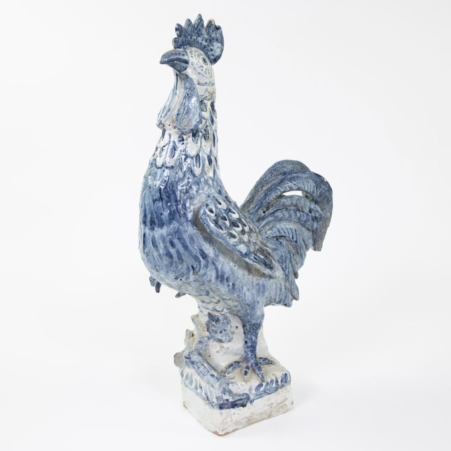 Hand-Painted Rooster In Ceramic 18th Century. Decorative Rooster In Good Condition With Some Minor Defects. Dimensions : Height : 47,5 Cm Width : 16,5 Cm Depth : 27 Cm French Manufacture From The 18th Century.