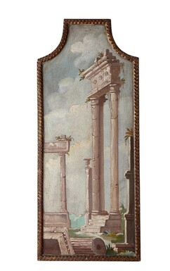 Landscape painting of ruins in Italy, Grand Tour, 19th century. Beautiful decorative oil painting on panel with gilt frame. Dimensions: Height: 91 cm Width: 39 cm Depth: 2 cm In good 19th century condition.