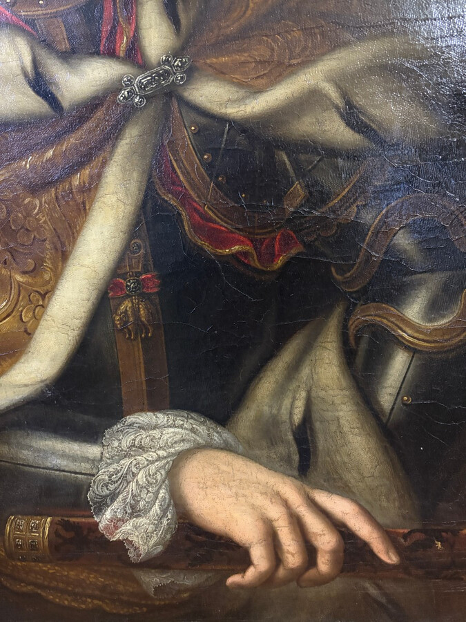 Large portrait of Emperor Francis I Stephen, oil on canvas, 18th century. (121.5 x 99 cm). A beautiful oil painting on canvas in its original frame, most likely by Martin van Meytens.