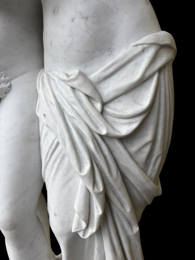 Large sculpture (116 cm) ‘Amor and Psyche’ in Carrara marble, 19th century Psyche is a female character from Greek mythology. Psyche was the daughter of a king and had two sisters. She was the lover of Eros. 