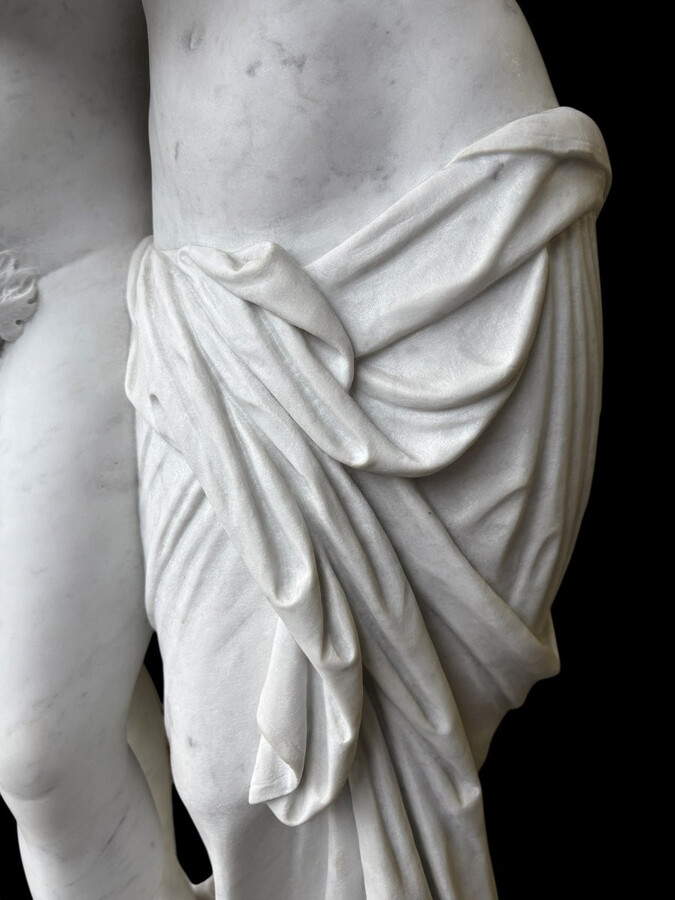 Large sculpture (116 cm) ‘Amor and Psyche’ in Carrara marble, 19th century Psyche is a female character from Greek mythology. Psyche was the daughter of a king and had two sisters. She was the lover of Eros.
