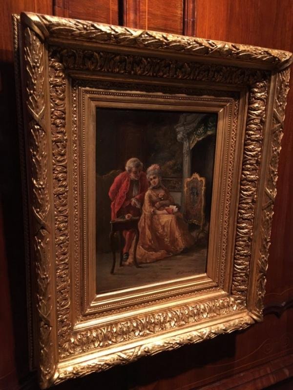 Louis XV Style Painting In Oil On Panel ,Signed By Leon Dansaert ( 1830-1909 ) Belgium 19th Century,SIZES : 0.56 M High And 0.46 M Wide