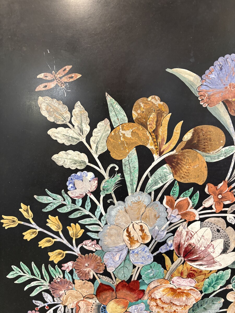 Painting, ‘Still Life with Flowers’ in scagliola, 19th century 