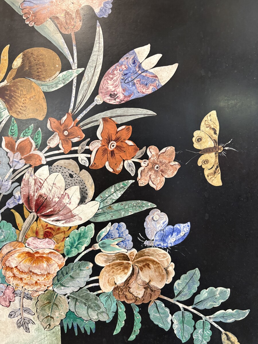 Painting, ‘Still Life with Flowers’ in scagliola, 19th century 