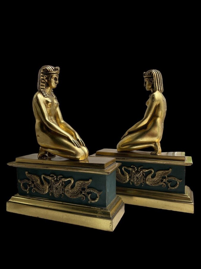Pair Of Bronze Sculptures On Plinth 