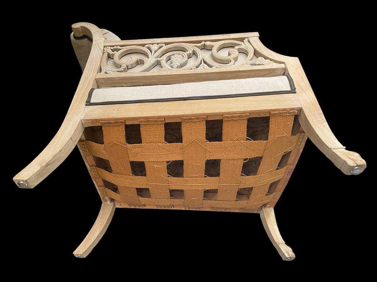 Pair of Danish design armchairs signed 1940. Very decorative armchairs covered with a new tapestry. The armchairs have a plate at the bottom. : Frederik Staermose Mobelfabric Odense Dimensions: Height: 86 cm Width : 66 cm Depth: 86 cm Comfortable seats