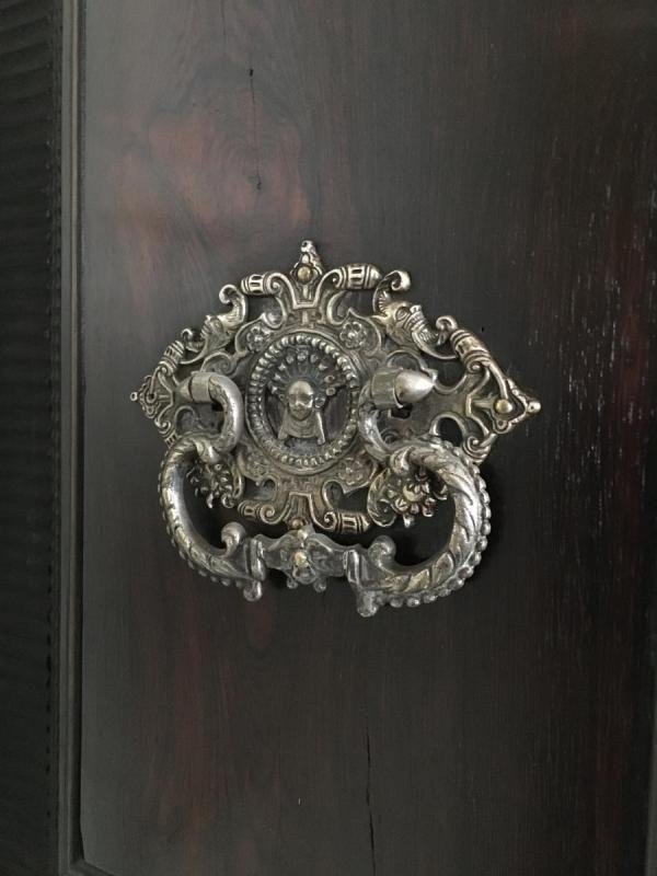 Speciale Portuguese cabinet ,18th Century.Walnut / ebony. Furniture consists of 2 parts with 10 drawers. Width: 1.16 Height: 1.57 Depth: 0.54